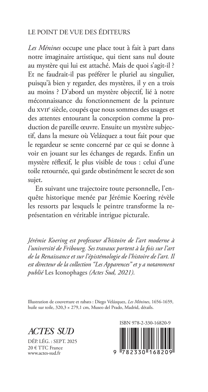 Enquête sur Les Ménines - Jérémie Koering, Tanguy Viel - ACTES SUD
