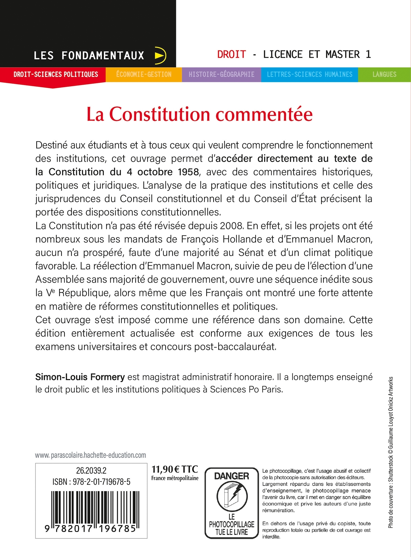 Fondamentaux  - La Constitution commentée 2023-2024 - Simon-Louis Formery - HACHETTE EDUC