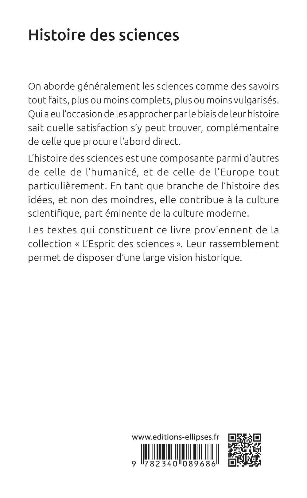 Histoire des sciences - Georges Barthélemy - ELLIPSES