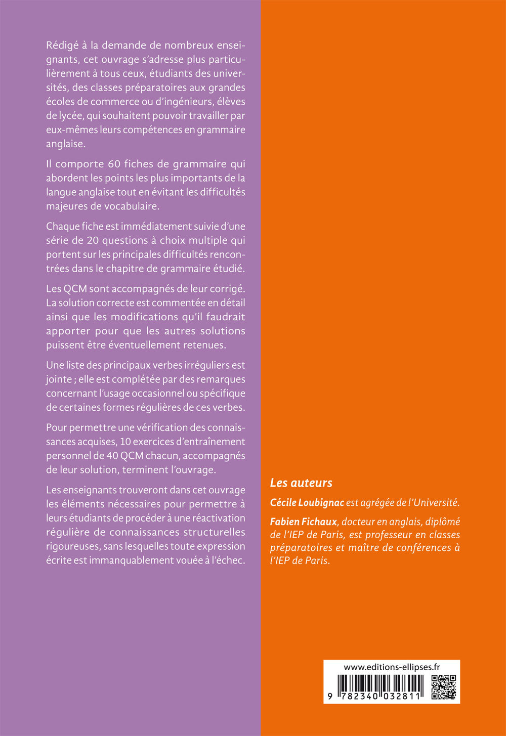 La grammaire anglaise en fiches et QCM - 2e édition - Fabien Fichaux, Cécile Loubignac - ELLIPSES
