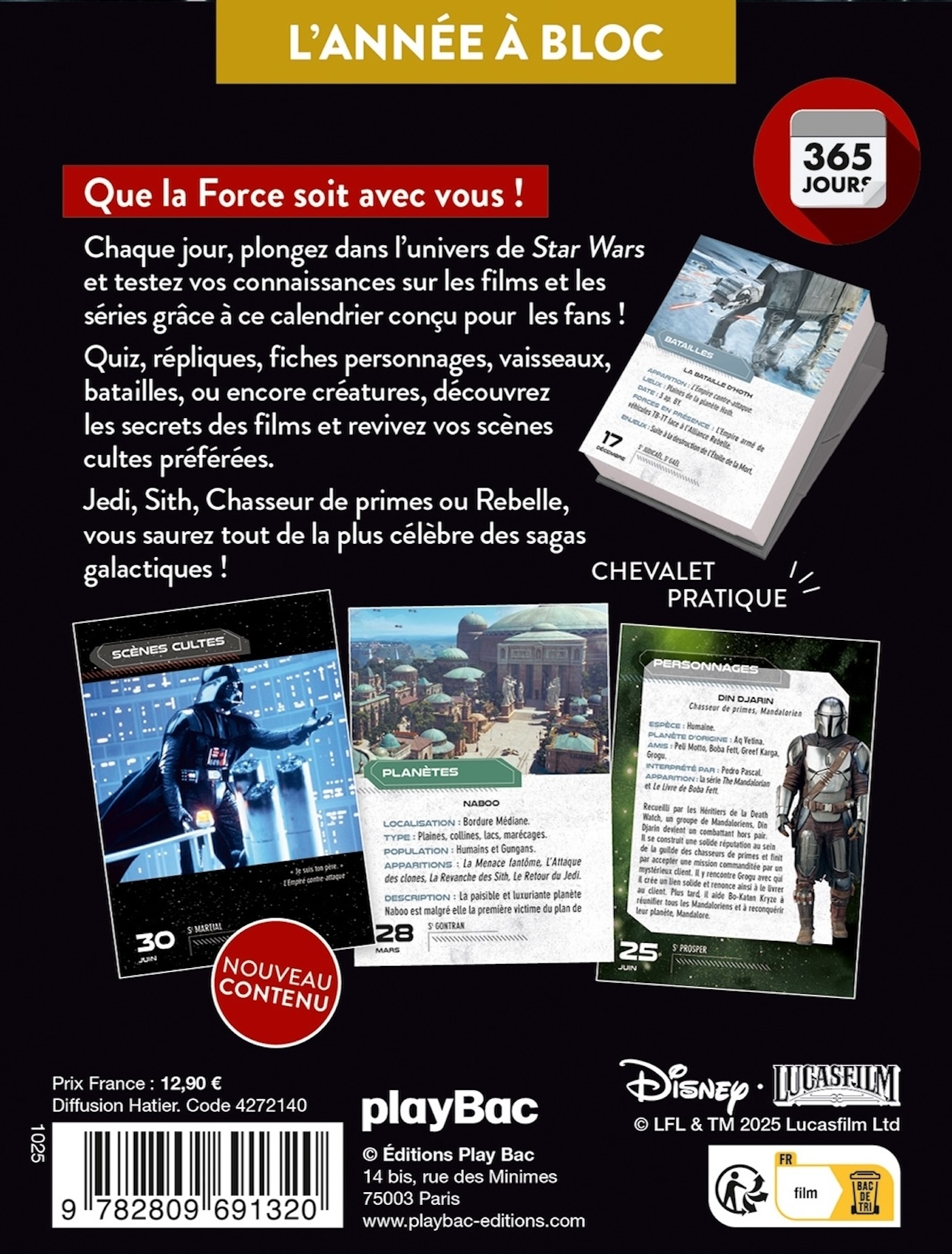Calendrier Star Wars en 365 jours - Année à Bloc -   - PLAY BAC
