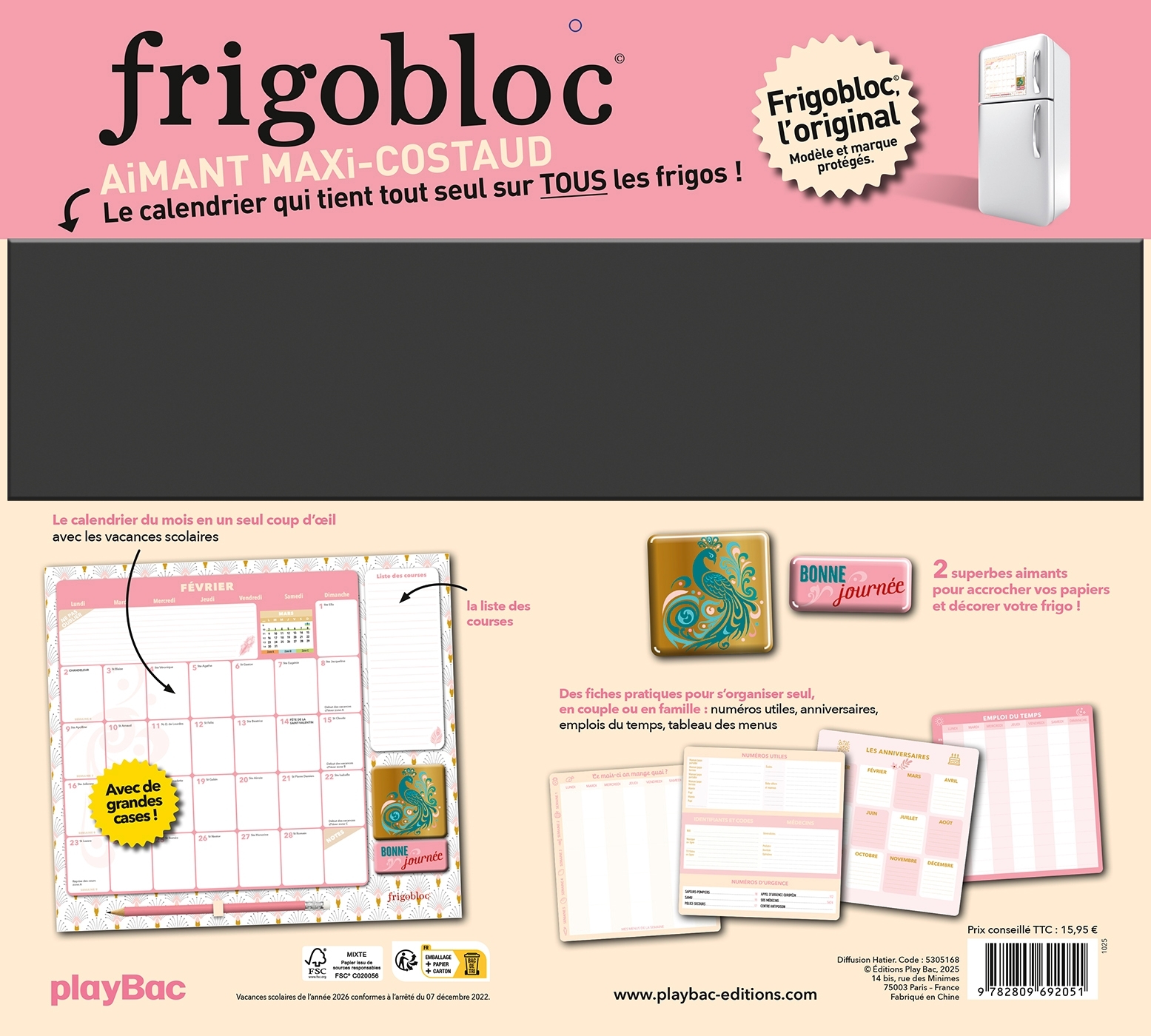 Frigobloc Mensuel 2026 Art Déco (de janv. à déc. 2026) -   - PLAY BAC