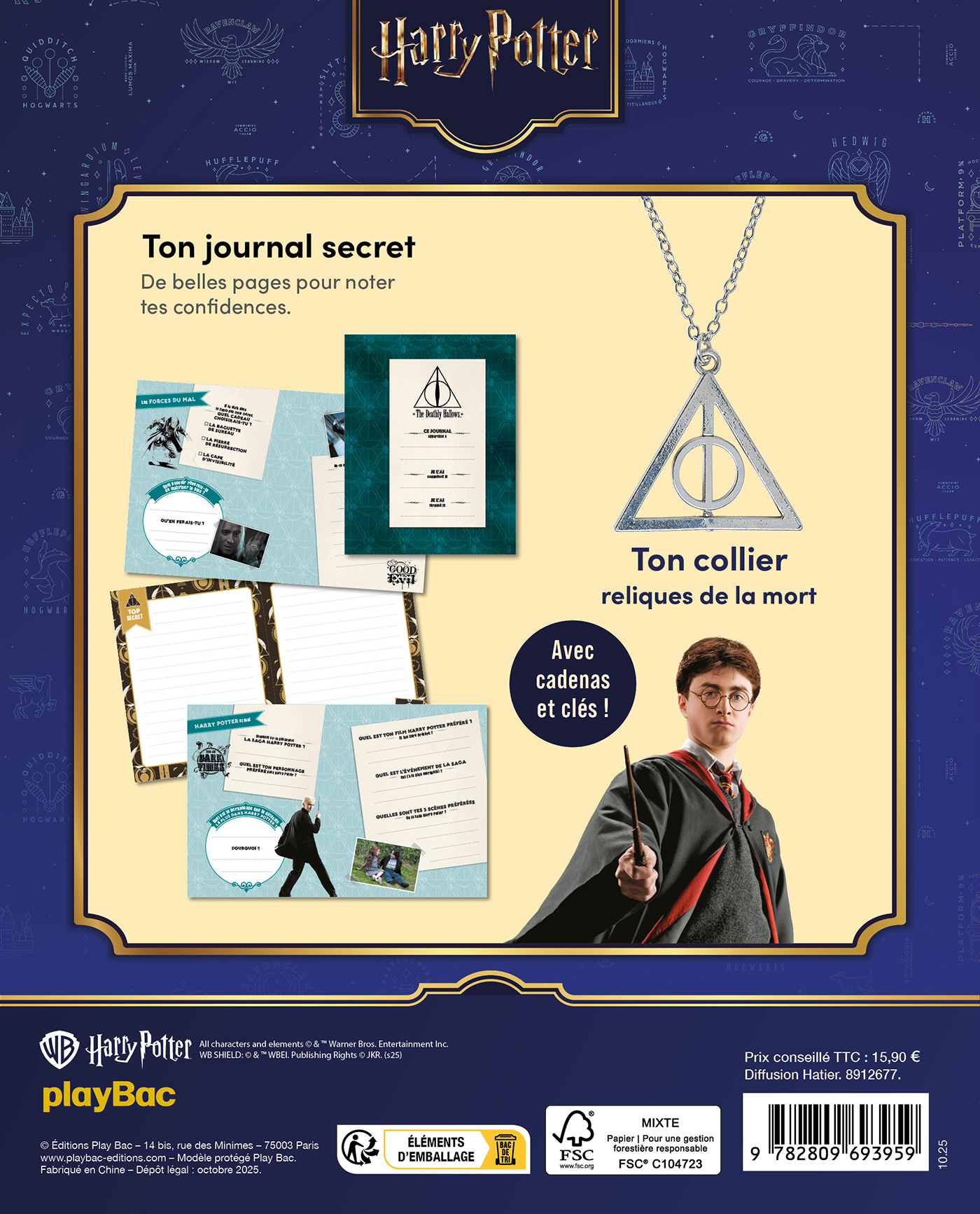 Harry Potter - Mon journal secret reliques de la mort avec pendentif -  Play Bac Éditions - PLAY BAC