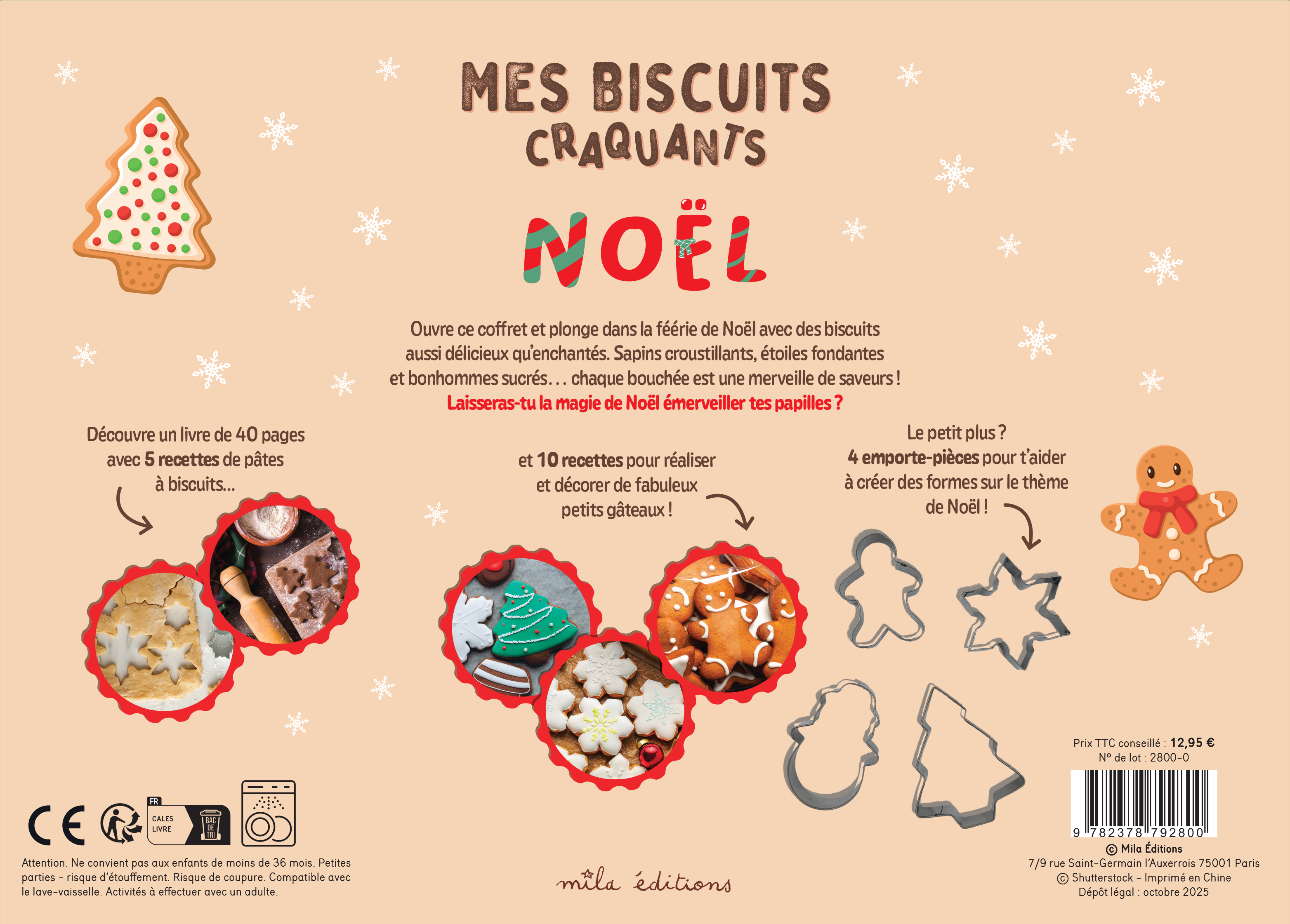 Coffret - Mes biscuits craquants - Noël -  Collectif - MILA