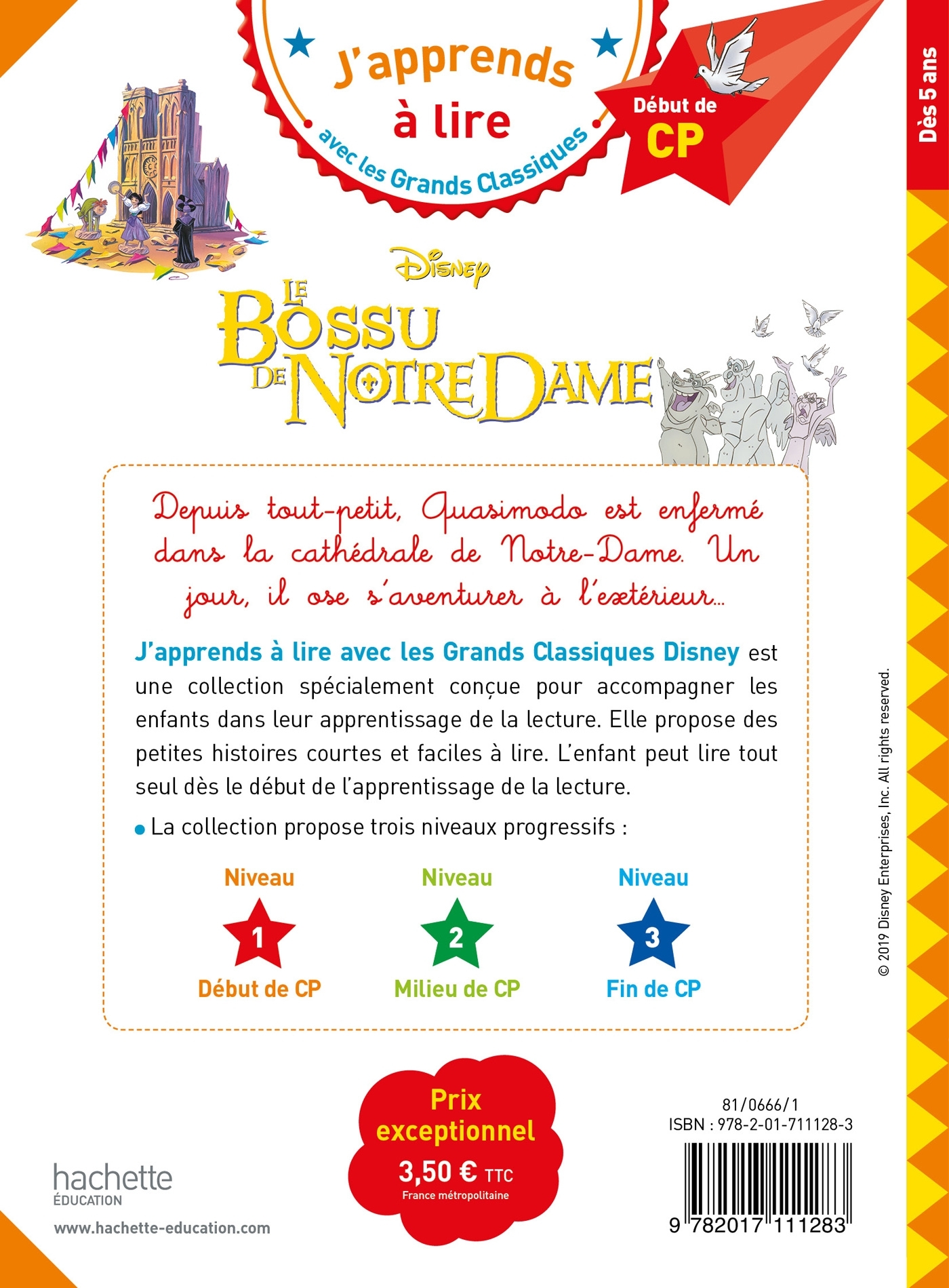 Disney - Le Bossu de Notre-Dame, CP Niveau 1 - Isabelle Albertin - HACHETTE EDUC