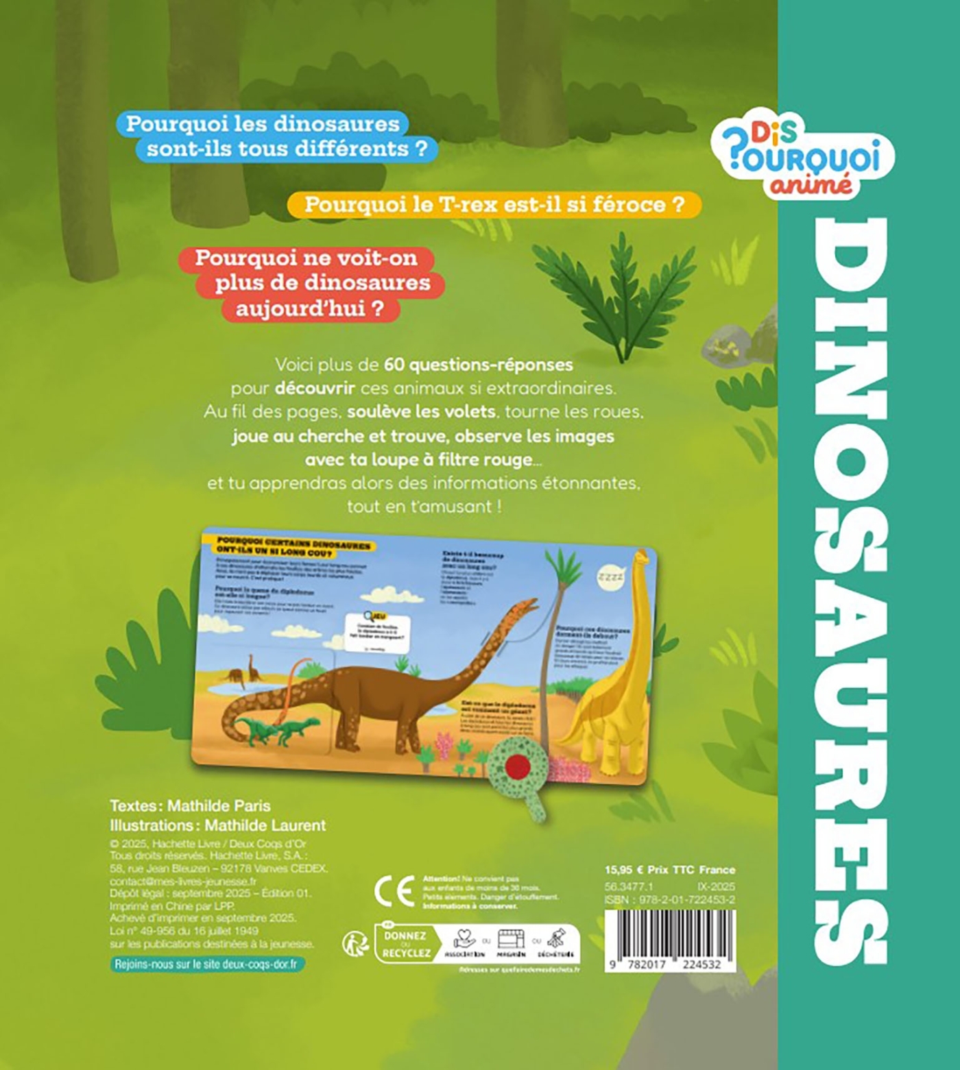 Dis pourquoi animé - les dinosaures - Mathilde Paris - DEUX COQS D OR