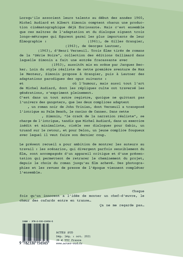 Michel Audiard - Albert Simonin - Franck Lhomeau, Albert Simonin, Michel Audiard - ACTES SUD