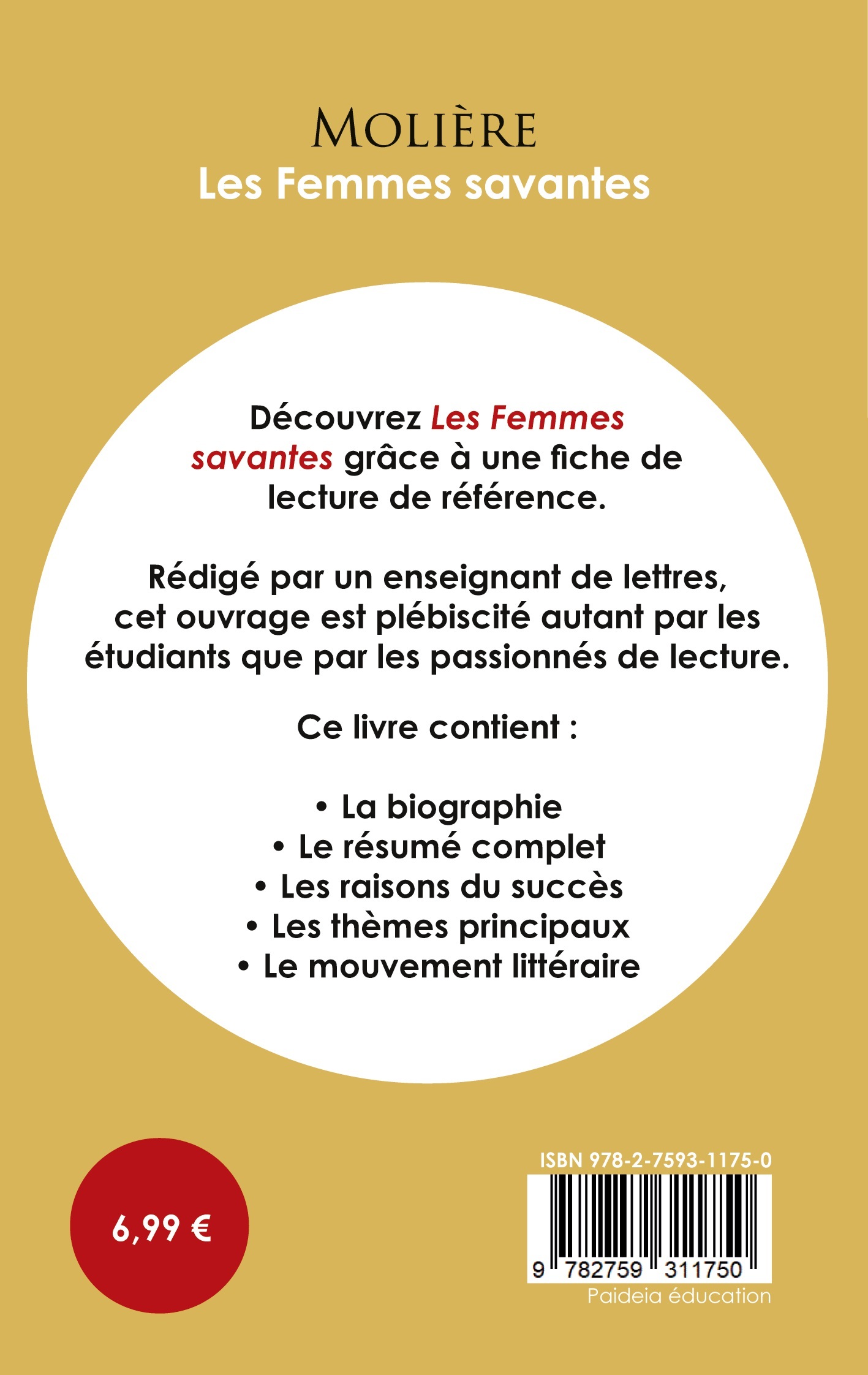 Fiche de lecture Les Femmes savantes (Étude intégrale) -  Molière - PAIDEIA EDUC FR