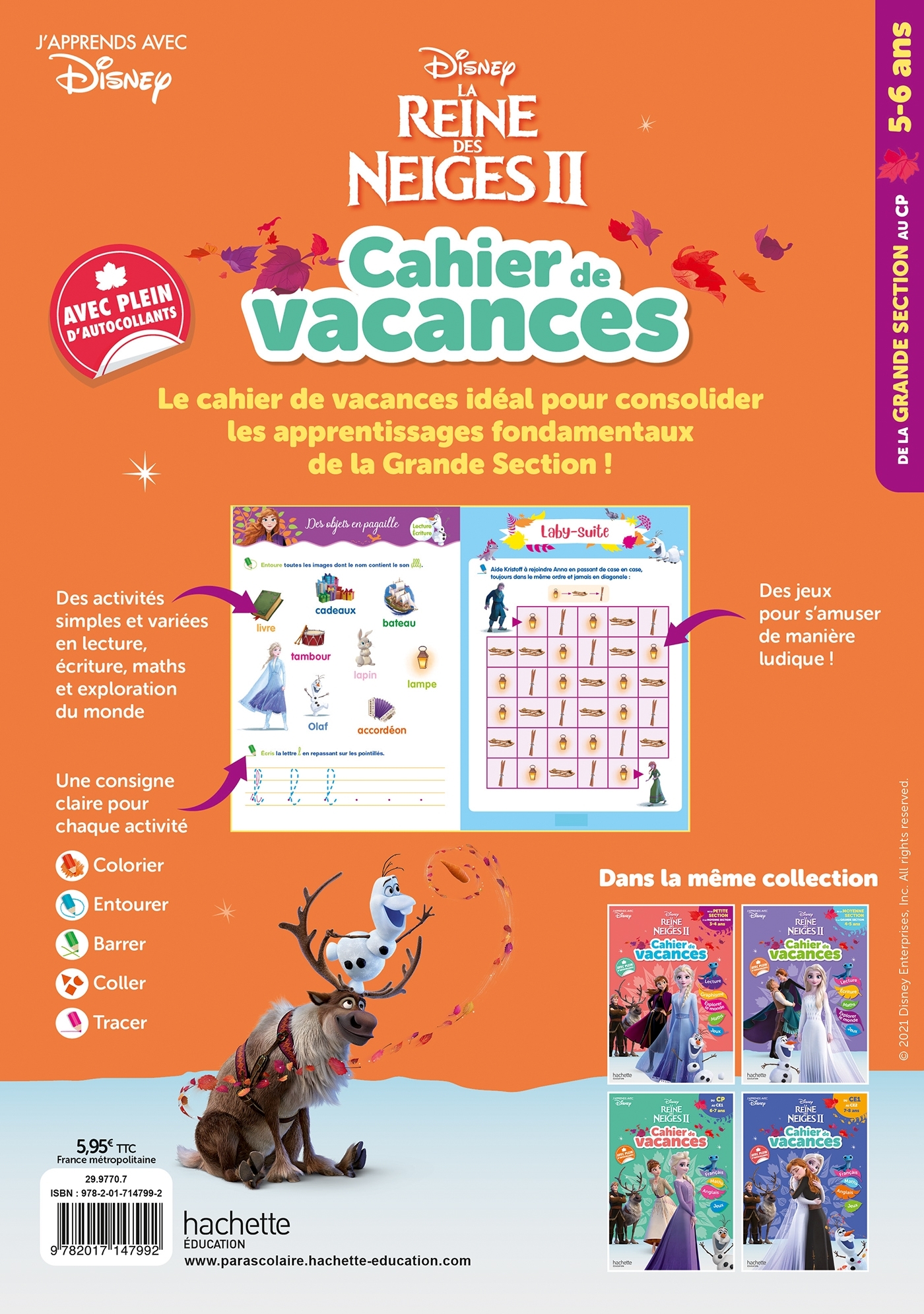 Disney - La Reine des Neiges - De la Grande Section au CP - Cahier de vacances 2025 -  Hachette Education - HACHETTE EDUC