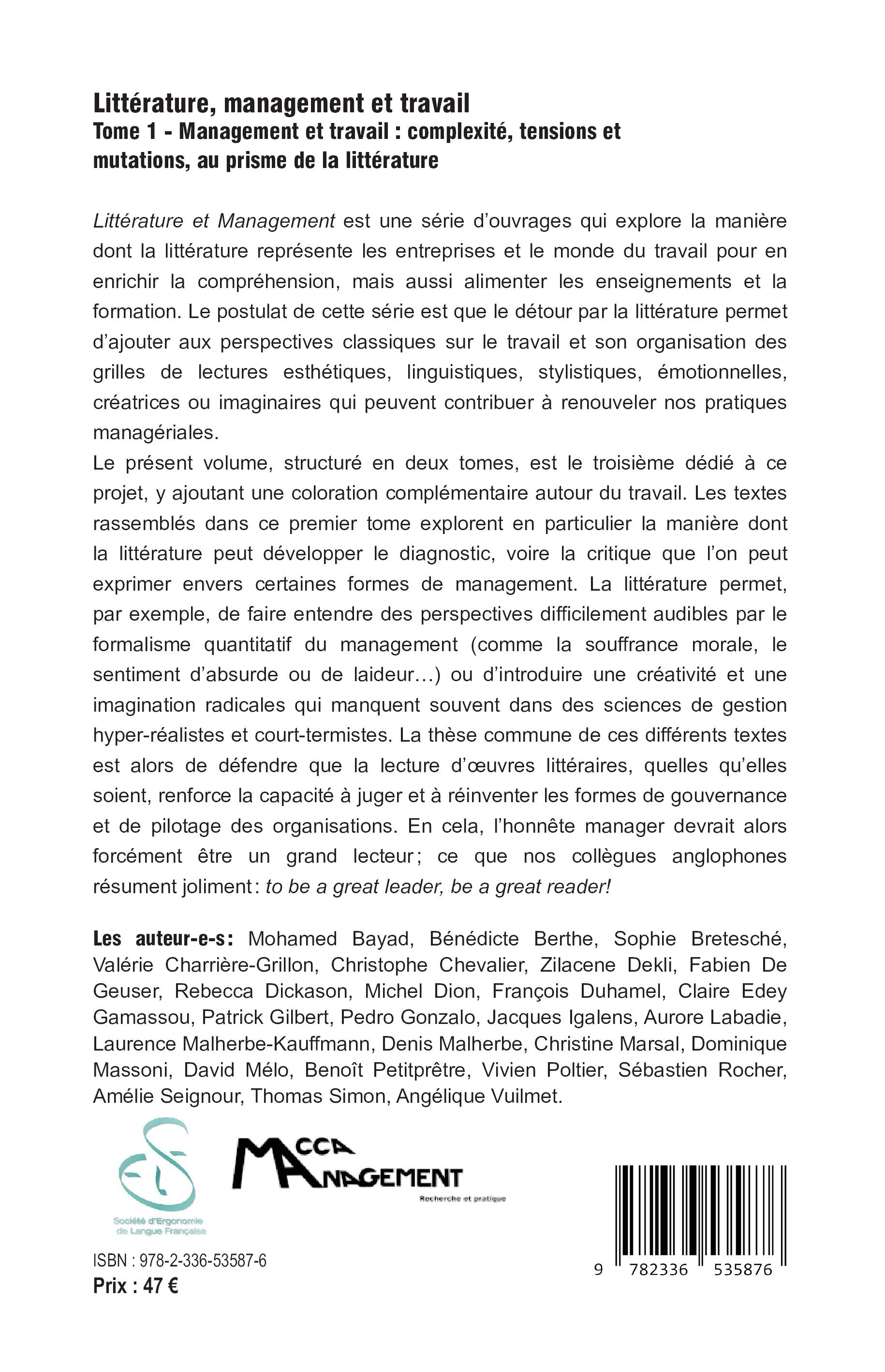 Littérature, management et travail - Fabien De Geuser, Rebecca Dickason, Alain Max Guénette - L'HARMATTAN