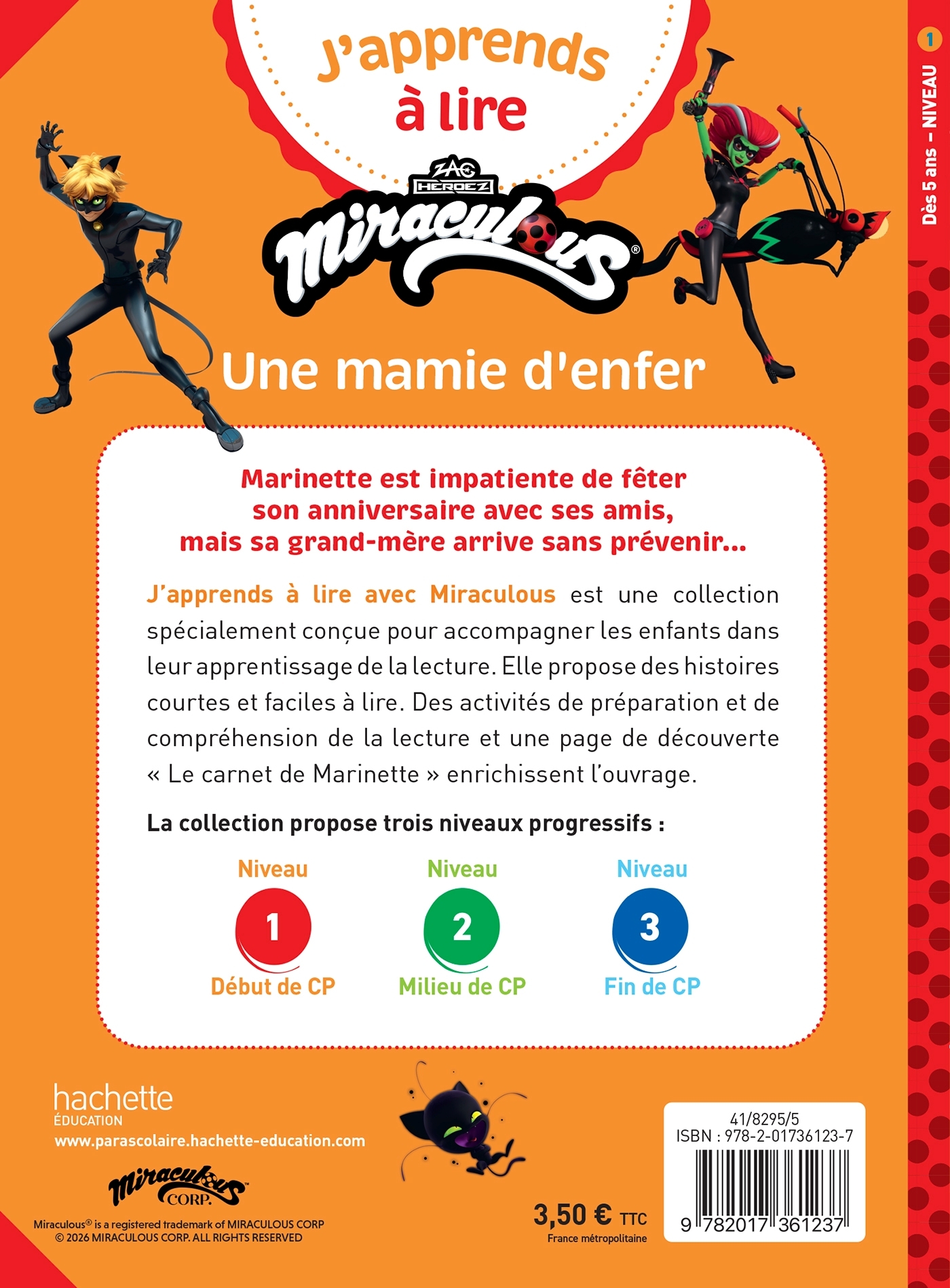 Miraculous Première lecture CP niveau 1 - Une mamie d'enfer - Isabelle Albertin - HACHETTE EDUC