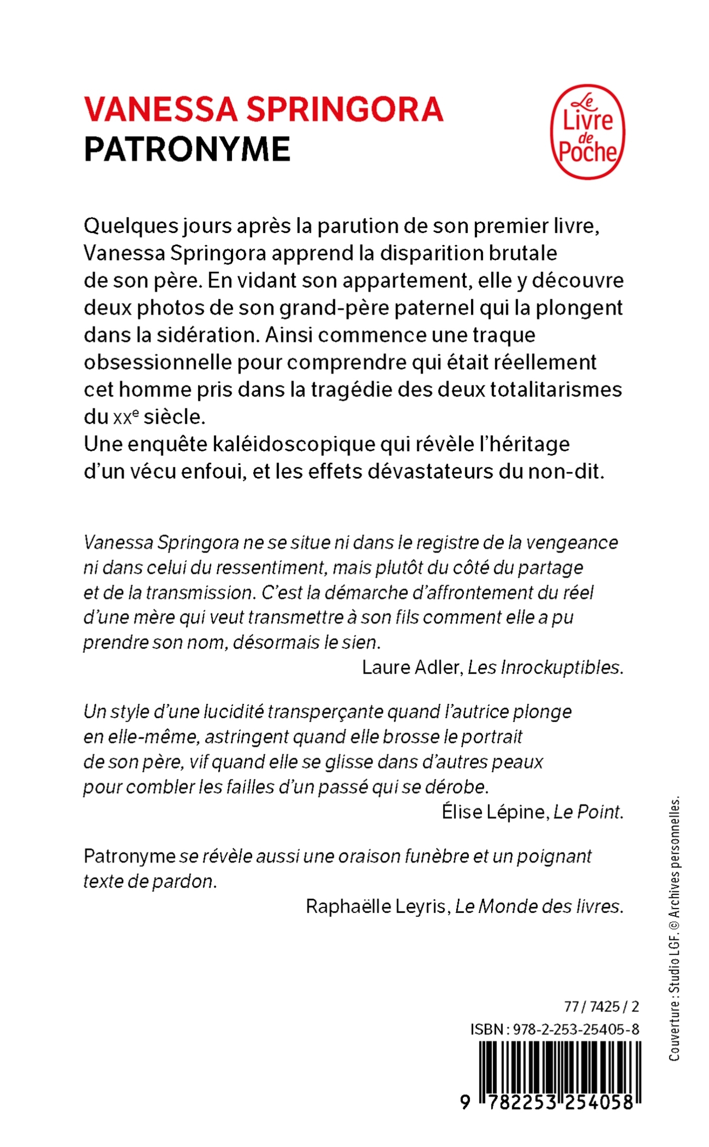 Patronyme - Vanessa Springora - LGF