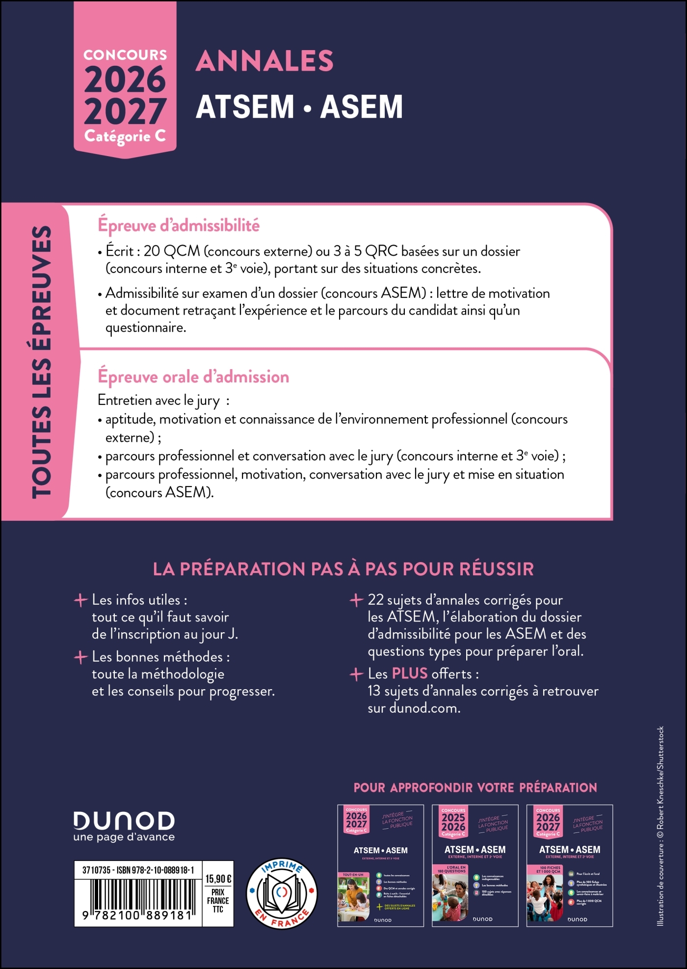 Concours ATSEM/ASEM - Annales corrigées - 2026-2027 - Corinne Pelletier - DUNOD