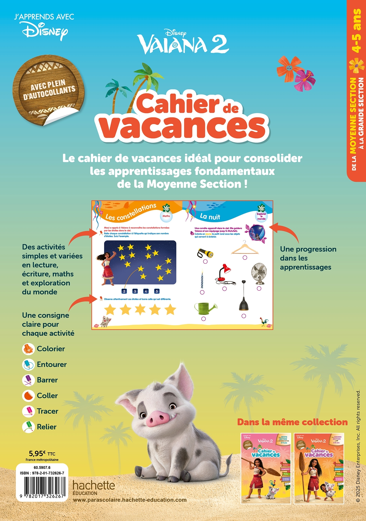 Disney - Vaiana 2 - De la Moyenne Section à la Grande Section - Cahier de vacances 2026 -  Hachette Education - HACHETTE EDUC
