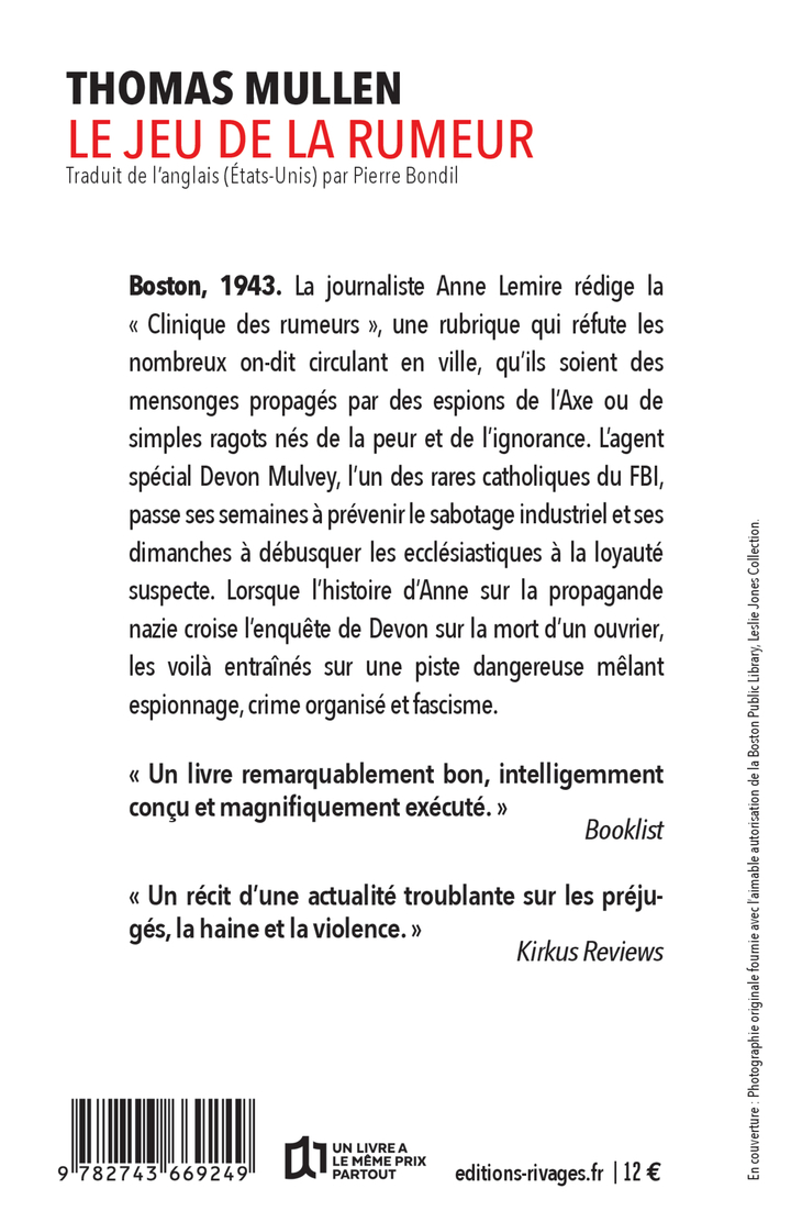 Le jeu de la rumeur - Thomas Mullen - RIVAGES