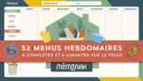 Bloc de 52 menus hebdomadaires à compléter mémoniak 2022