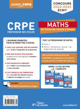 Crpe - concours professeur des écoles - maths - 40 fiches de remise à niveau