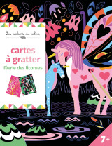 8 cartes à gratter féerie des licornes - pochette avec accessoires