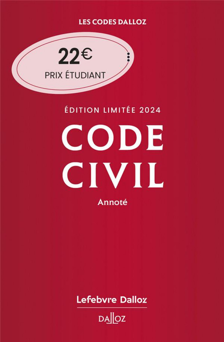 CODE CIVIL 2024 ANNOTE. EDITION LIMITEE. 123E ED. - HENRY/VENANDET/ANCEL - DALLOZ