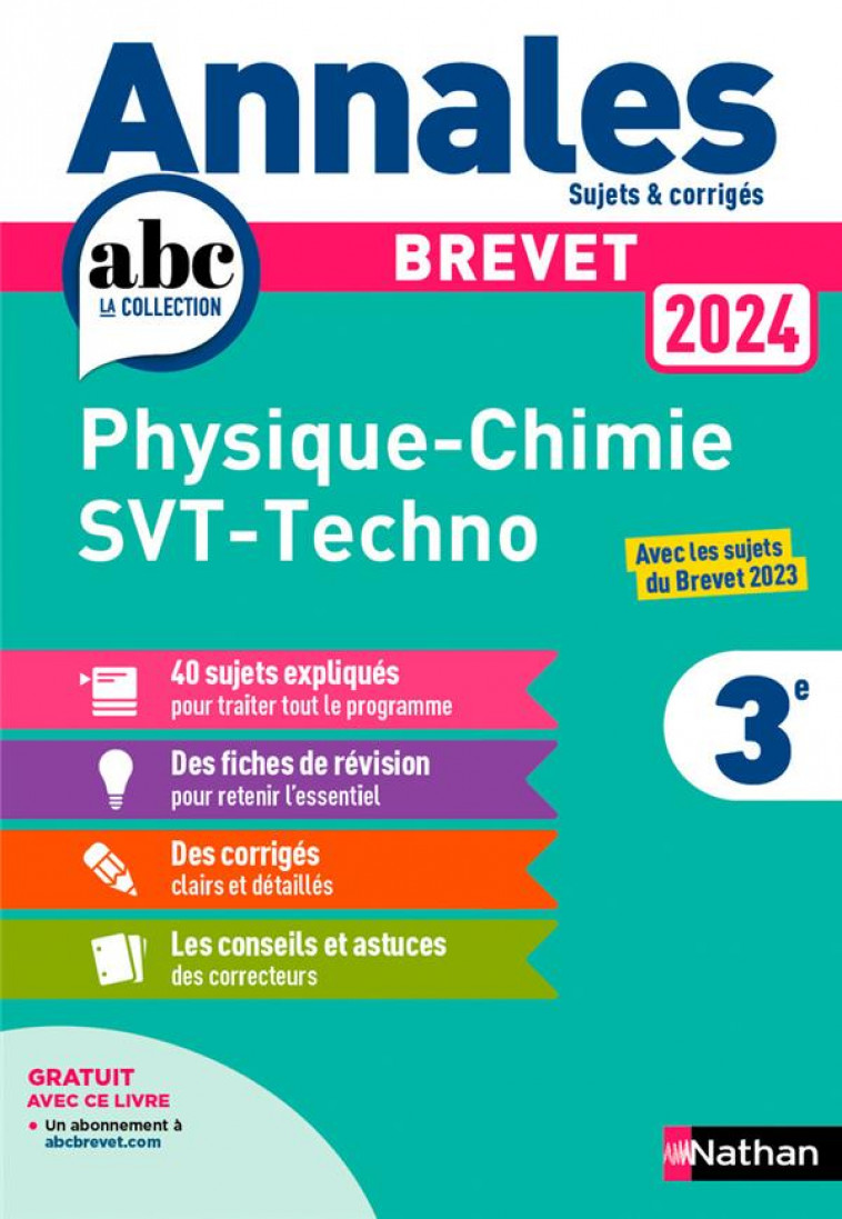 ANNALES BREVET PHYSIQUE CHIMIE - SVT - TECHNO 2024 - CORRIGE - COPPENS/DOERLER - CLE INTERNAT