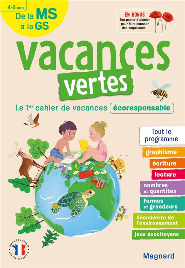 CAHIER DE VACANCES 2023, DE LA MS VERS LA GS 4-5 ANS - VACANCES VERTES - LE PREMIER CAHIER DE VACANC - FORNY EMILIE - MAGNARD