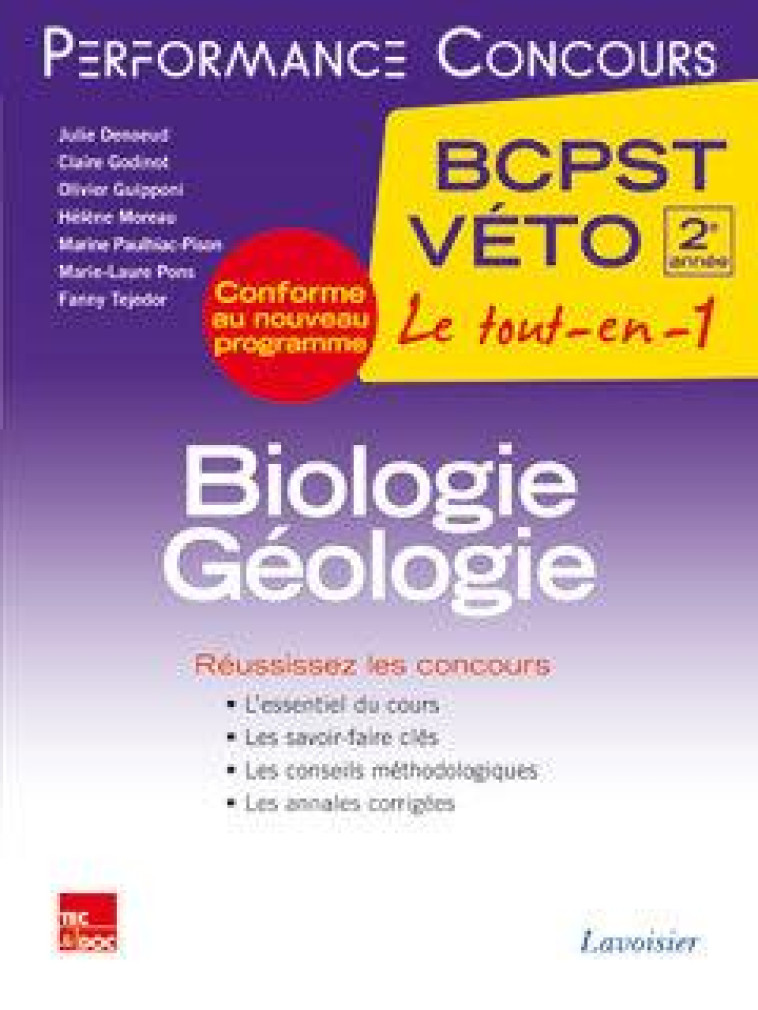 PERFORMANCE CONCOURS : BIOLOGIE-GEOLOGIE  -  2E ANNEE BCPST-VETO - DENOEUD JULIE - Tec et Doc